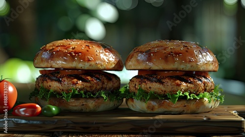 Chicken burgers grilled photo