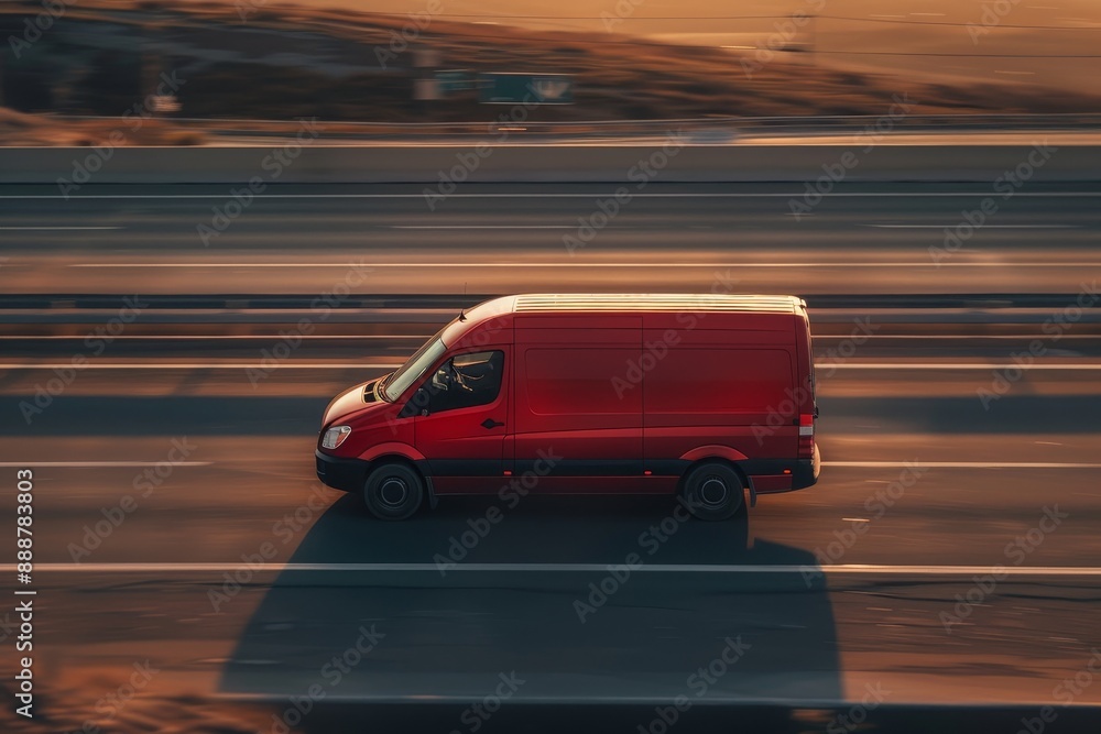 Fototapeta premium Van delivering goods on roadway