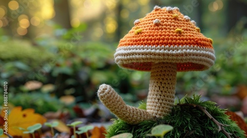 Handmade crochet mushroom stuffed animal photo