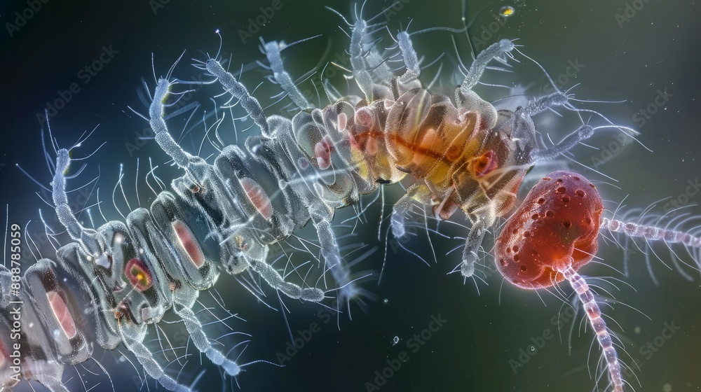 Obraz premium Detailed View of West Nile Virus Carrier, Culex Mosquito Larva, Key Vector in Disease Transmission, Essential for Mosquito Control Research