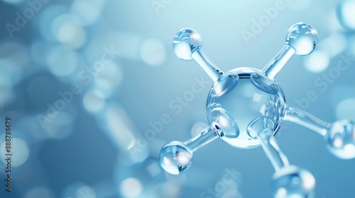 Abstract molecule structure on blue background.