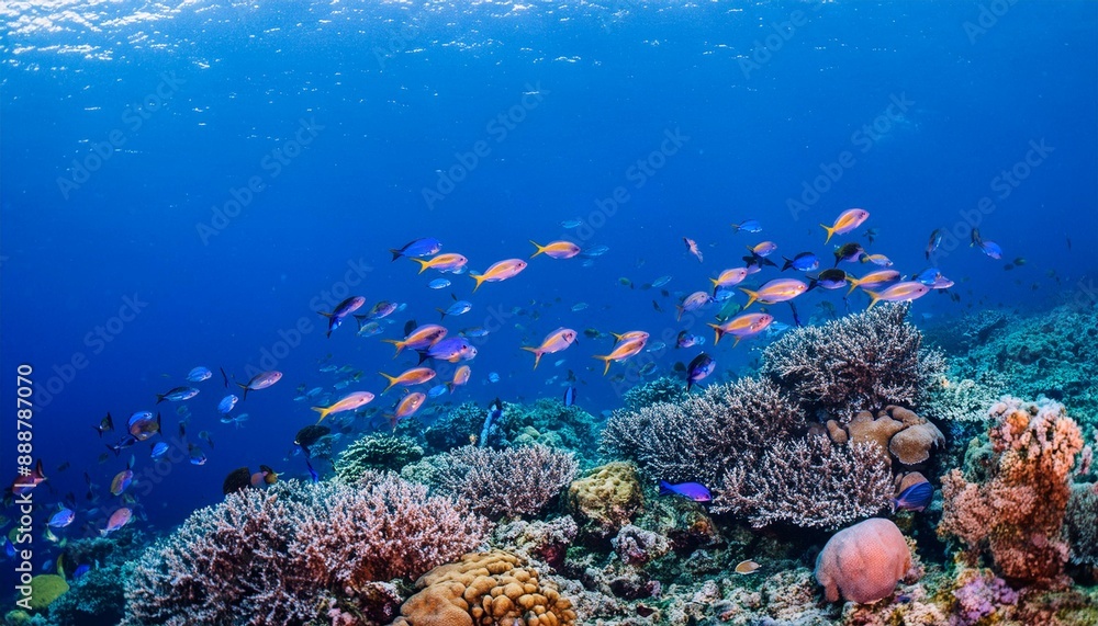 Naklejka premium 南国の海を泳ぐカラフルな魚達