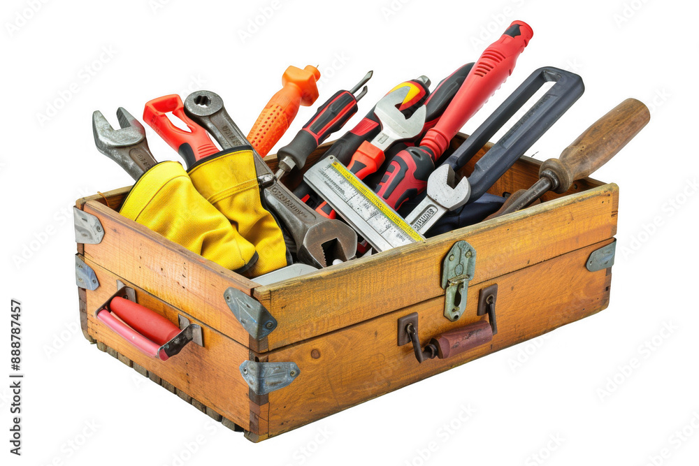 Toolbox with Tools and Gloves Toolbox with Tools and Gloves
