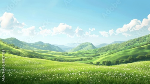 Serene Meadow with Rolling Hills