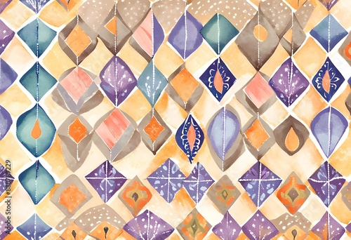 Multicolored watercolor background with intricate artistic patterns.Cartoon Abstract art.
