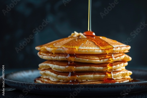 Wallpaper Mural Stack of pancakes drenched in syrup, a mouthwatering breakfast option, A stack of fluffy pancakes dripping with syrup, AI generated Torontodigital.ca