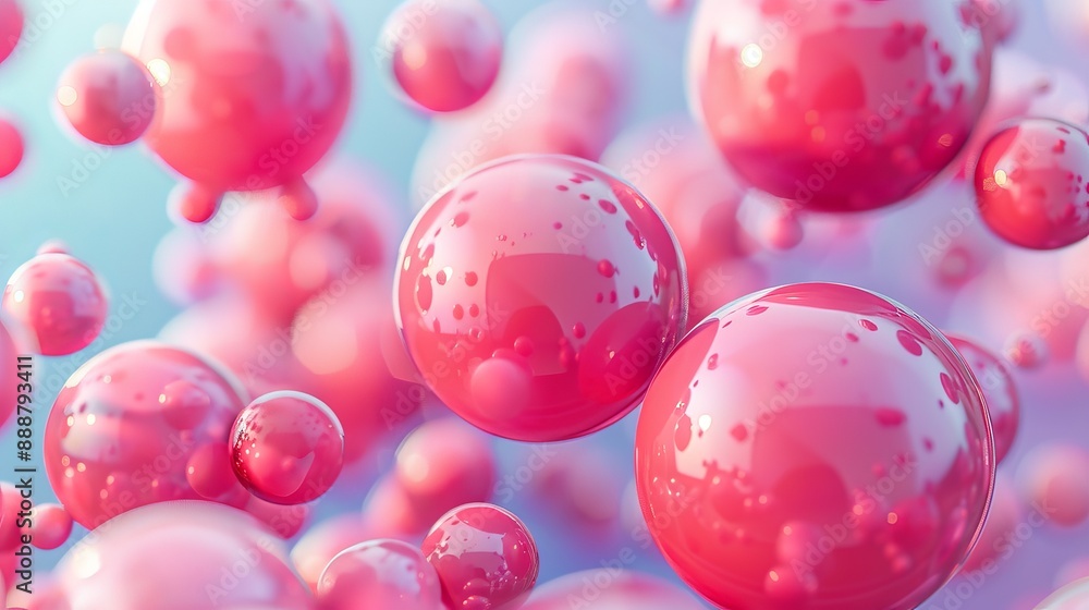 Pink Spheres Floating in Blue Pink Spheres Floating in Blue