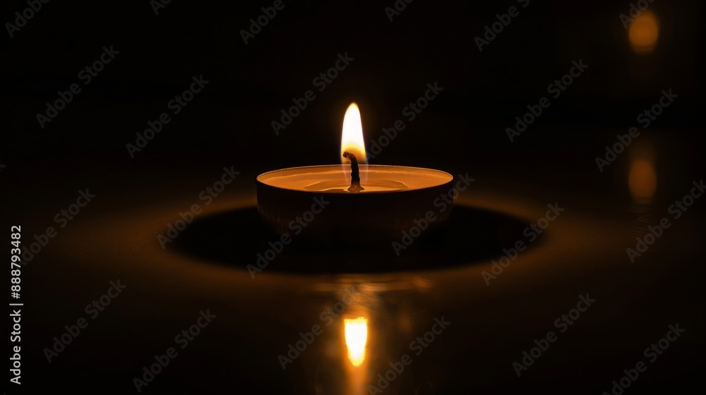 Tranquil Night Scene with Minimalist Candle Flickering Softly, Creating Fleeting Shadows in Gentle Glow Tranquil Night Scene with Minimalist Candle Flickering Softly, Creating Fleeting Shadows in Gentle Glow