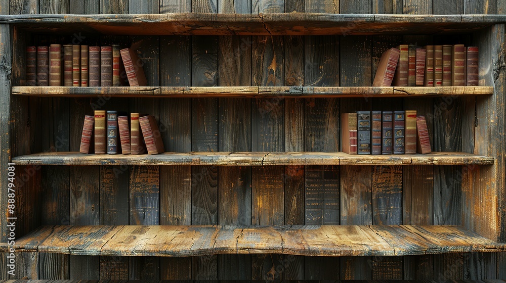 Empty Wooden Bookshelf: 3D Rendered Design Empty Wooden Bookshelf: 3D Rendered Design