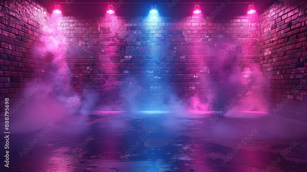 Brick Wall Texture in Blue and Purple: Studio Scene for Display Brick Wall Texture in Blue and Purple: Studio Scene for Display