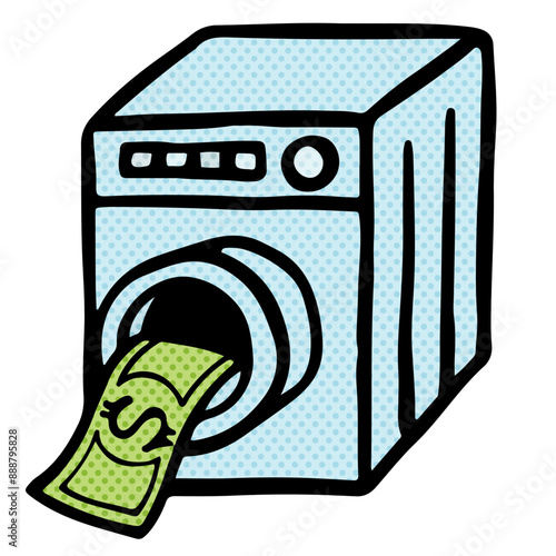 Money laundering concept. Hand drawn halftone color vector illustration.
