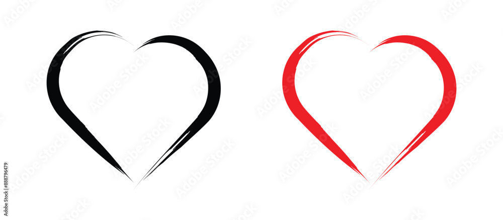 hand drawn heart. brush stroke painted love symbol. transparent png and vector illustration. hand drawn heart. brush stroke painted love symbol. transparent png and vector illustration.