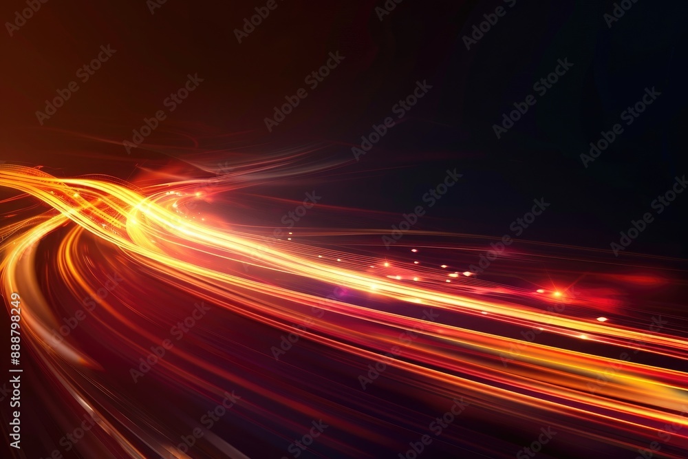 Nighttime road with light trails from passing vehicles, creating a mesmerizing visual effect, Abstract flowing neon wave background, Bold streaks of light contrasting against a dark background Nighttime road with light trails from passing vehicles, creating a mesmerizing visual effect, Abstract flowing neon wave background, Bold streaks of light contrasting against a dark background