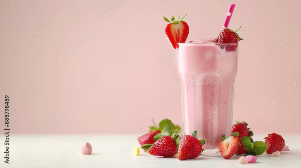 Strawberry juice smoothie in glass with fresh strawberry isolated on white background Strawberry juice smoothie in glass with fresh strawberry isolated on white background