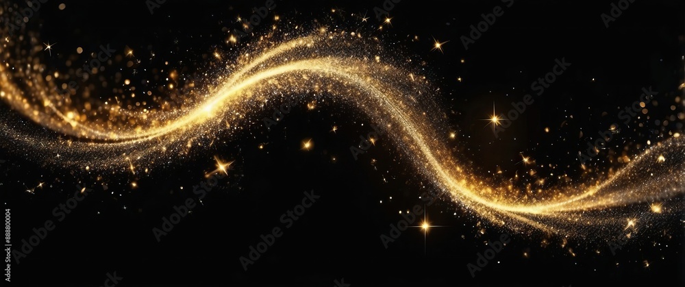 A mesmerizing display of golden glitter and light waves creating a magical, festive atmosphere Perfect for celebrations, parties, or holiday events A mesmerizing display of golden glitter and light waves creating a magical, festive atmosphere Perfect for celebrations, parties, or holiday events