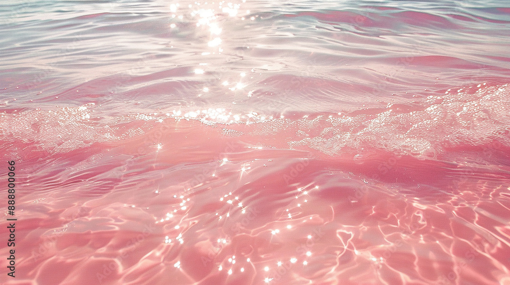 Pink Water Reflection Computer Background Abstract background. Beach water is pink. Light pink and orange pastel ...