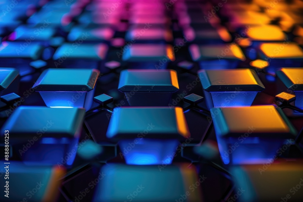 Brightly lit hexagon motif background, Ai generated Brightly lit hexagon motif background, Ai generated