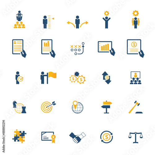 Universal business management and human resources icon set. Universal icons for web and mobile. Vector.	