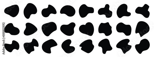 Blob shape organic, vector illustration set. Collection from abstract forms for design and paint. Liquid silhouette drop in modern style. Different drops in modern style.