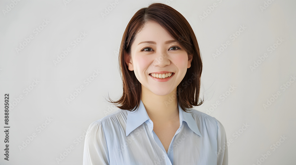 明るい表情の女性。真実の笑顔を持つ若いプロフェッショナル女性のポート 明るい表情の女性。真実の笑顔を持つ若いプロフェッショナル女性のポート