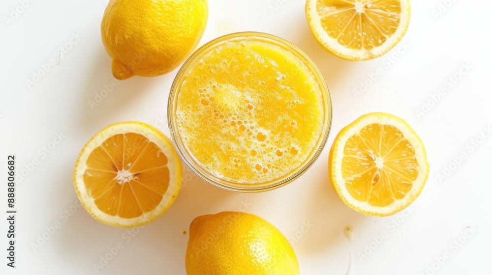 Freshly sliced lemons and mint leaves with a refreshing lemonade pitcher on a white background. Perfect for summer beverage themes. Freshly sliced lemons and mint leaves with a refreshing lemonade pitcher on a white background. Perfect for summer beverage themes.