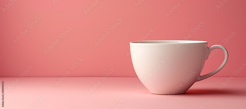 Simple Yet Stylish: Minimalist White Coffee Cup on Pastel Pink Backdrop Simple Yet Stylish: Minimalist White Coffee Cup on Pastel Pink Backdrop