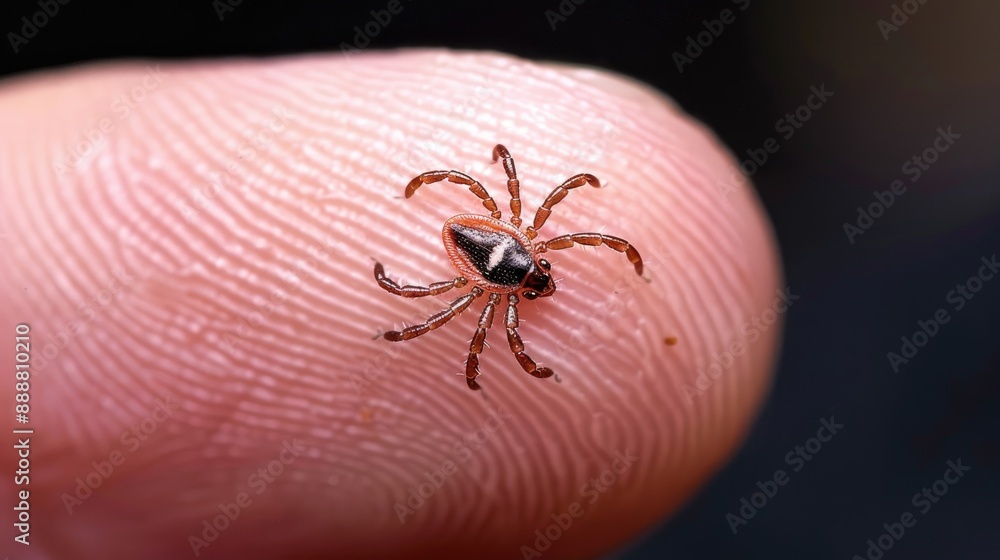 Tiny tick poses danger on human s finger Tiny tick poses danger on human s finger
