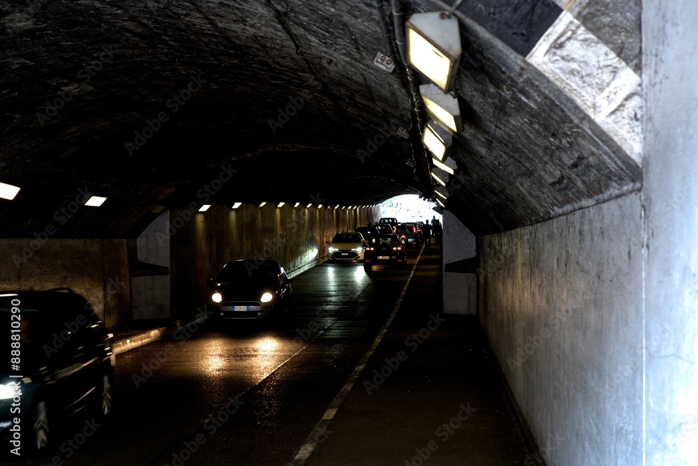 Obraz premium Small tunnel in Chiasso under the train station tracks.