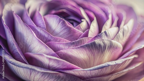 Delicate, richly colored purple petal unfurls against soft, creamy background, showcasing intricate veins and subtle texture in stunning macro detail.