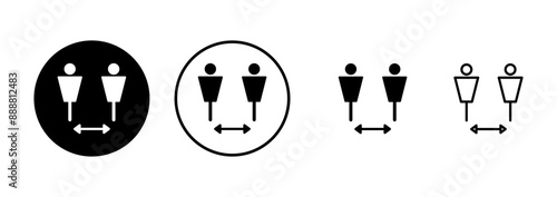 Social distancing icon vector isolated on white background. Keep distance sign. Coronavirus. Social Distancing and Self Quarantine.