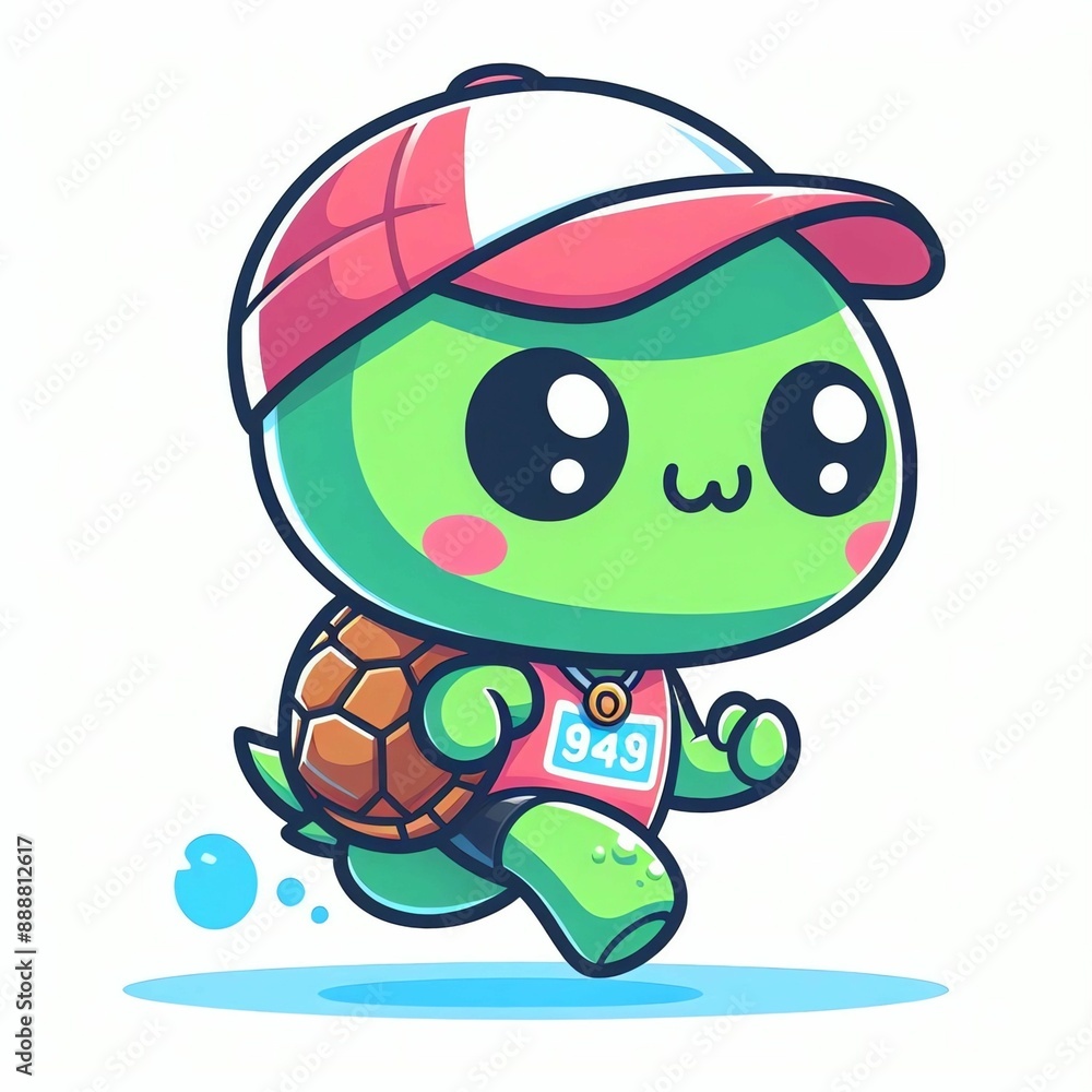Fototapeta premium turtle running with enjoy