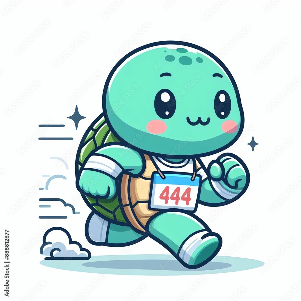 Obraz premium Turtles take part in a running race with fun