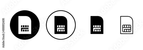 Sim card icon vector isolated on white background. Mobile slot icon. Mobile cellular phone sim card chip.