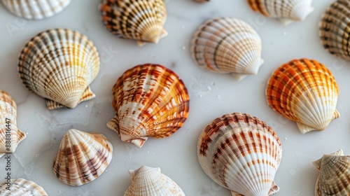 Shells on a white surface