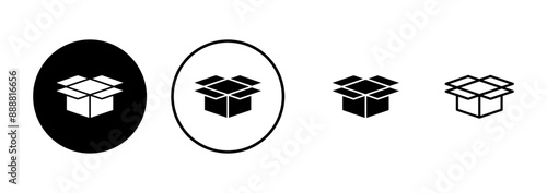 Box icon vector isolated on white background. Cardboard box, packaging open. Box vector icon