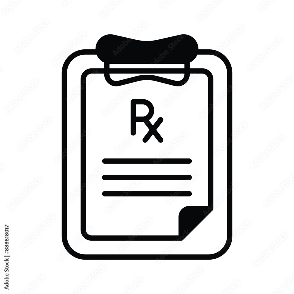 Medical prescription with clipboard, flat vector style of medical record Medical prescription with clipboard, flat vector style of medical record