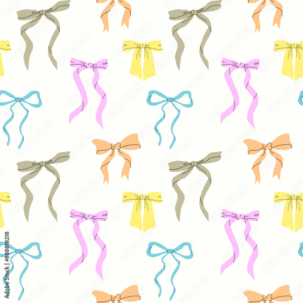 A seamless pattern featuring colorful bows A seamless pattern featuring colorful bows