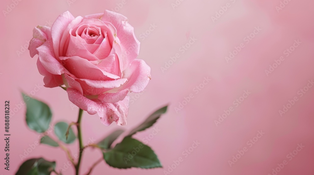 Pink rose on pink background with space for text Pink rose on pink background with space for text