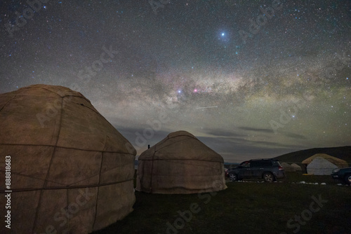 Milkyway photography taken in Tash rabat at bashi range, tien shan, south of naryn, kyrgyzstan, central asia, asia