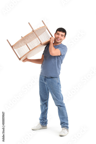 Young man carrying coffee t...