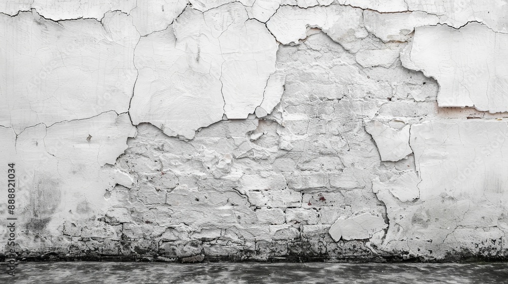 Fototapeta premium Cracked White Brick Wall