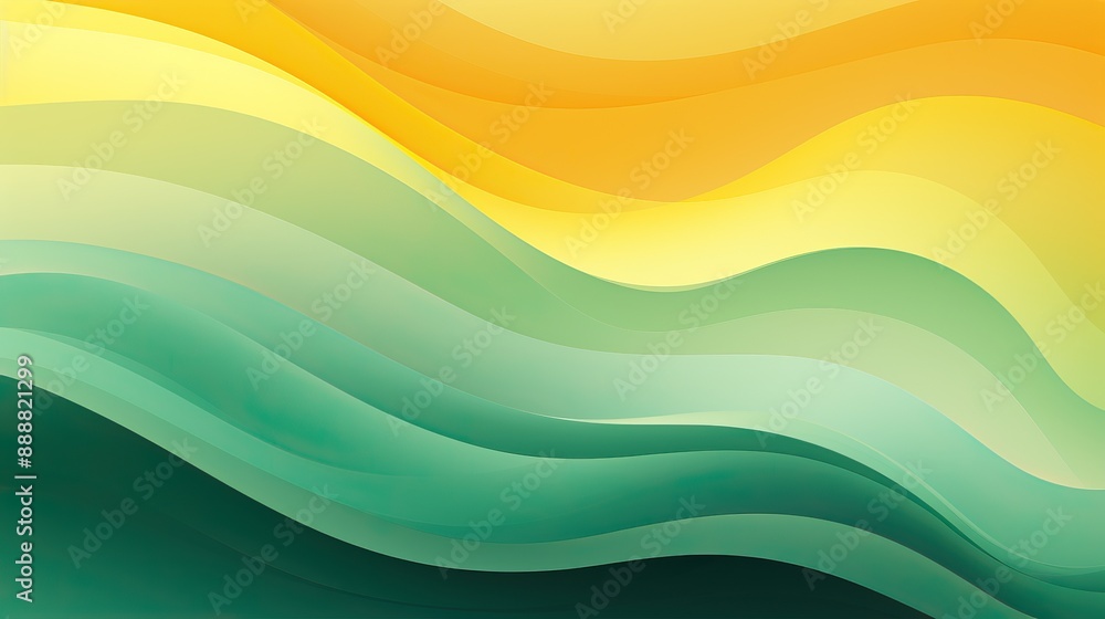 Fototapeta premium Serene Green and Yellow Waves