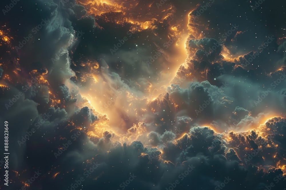A stunning nebula captured in this image, showcasing vibrant colors and intricate details in the vast cosmos, Hazy clouds of glowing mist floating in space, AI generated A stunning nebula captured in this image, showcasing vibrant colors and intricate details in the vast cosmos, Hazy clouds of glowing mist floating in space, AI generated