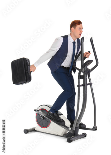 Young businessman training ...