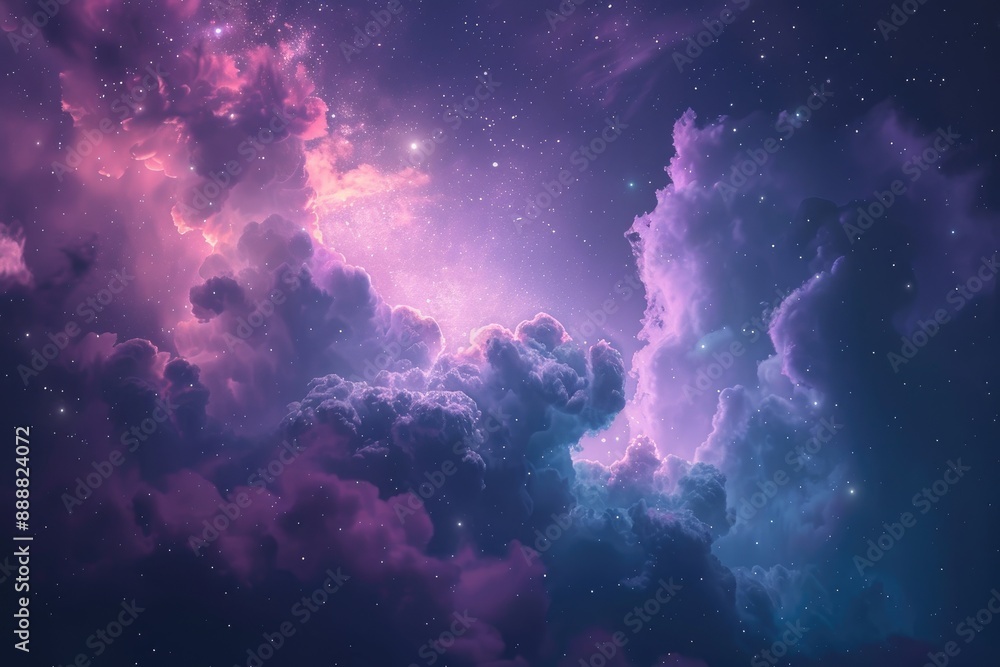 This captivating image reveals the beauty of a nebula, with its colorful clouds and shining stars in the night sky, Hazy clouds of glowing mist floating in space, AI generated This captivating image reveals the beauty of a nebula, with its colorful clouds and shining stars in the night sky, Hazy clouds of glowing mist floating in space, AI generated