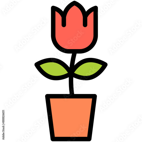 flower pot filled line icon