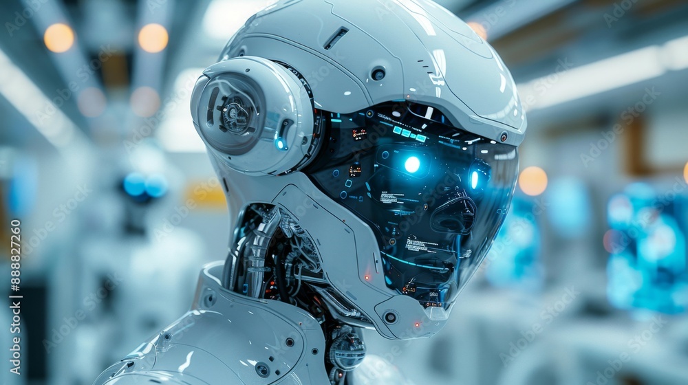Futuristic robot with illuminated interface - generative ai Futuristic robot with illuminated interface - generative ai