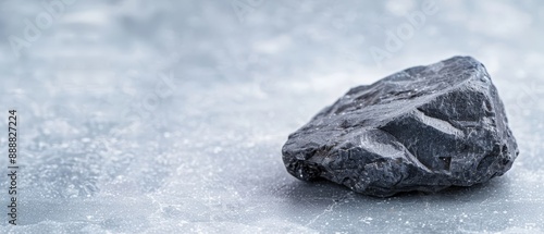  A rock atop a snowpile, with minor snow atop it photo