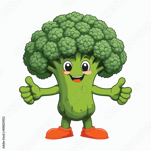 Adorable broccoli cartoon style cartoon Character