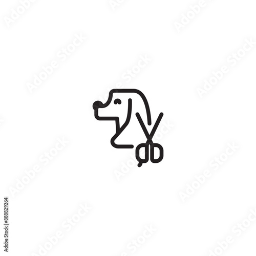 Dog Grooming Service icon. Line Hunting dog icon isolated on white background. Editable icon.